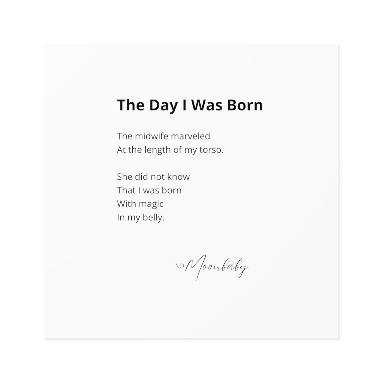 The Day I Was Born - Vinyl Sticker, Indoor/Outdoor