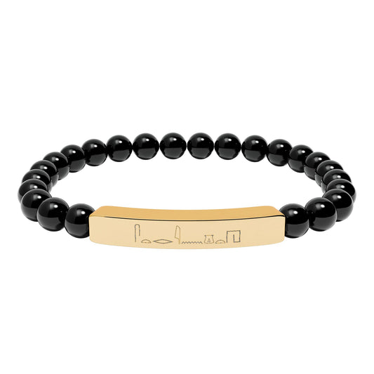 Onyx Hieroglyph Statement Bracelet