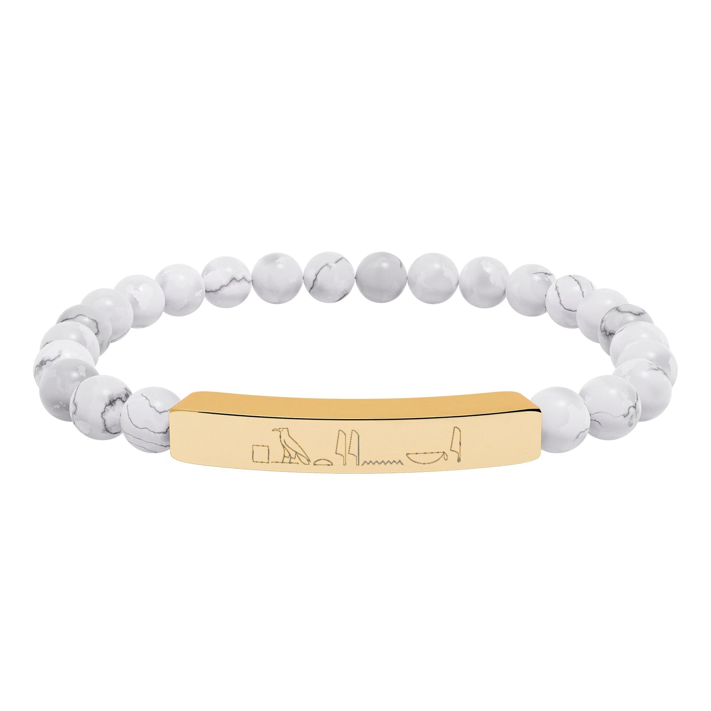 Howlite Hieroglyph Statement Bracelet