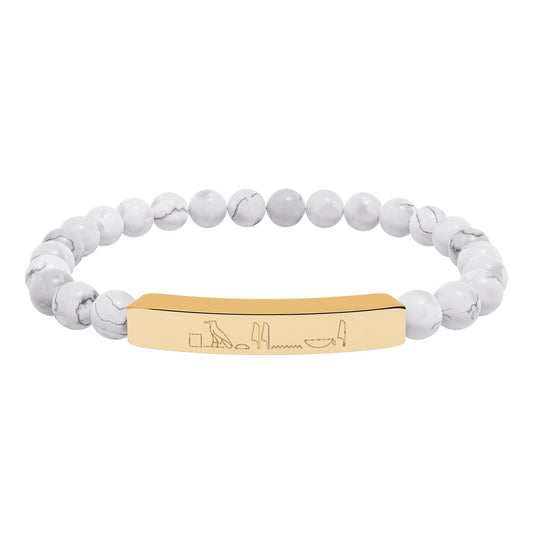 Howlite Hieroglyph Statement Bracelet