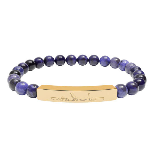 Sodalite Hieroglyph Statement Bracelet